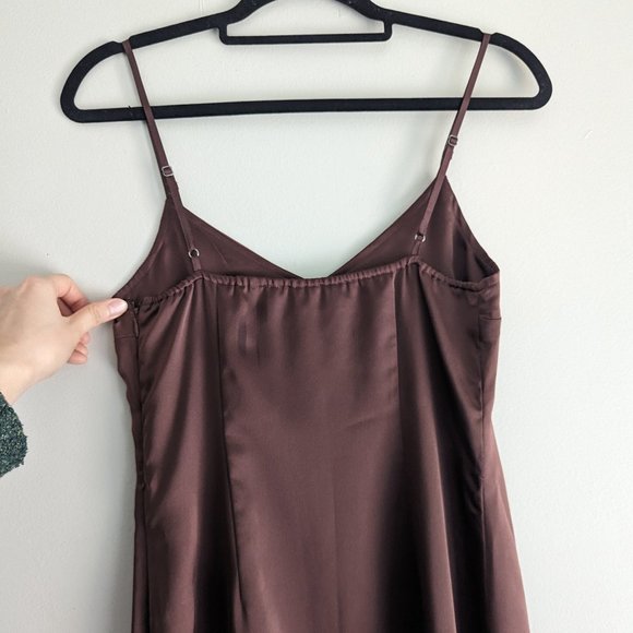 Abercrombie & Fitch Satin Slip Mini Dress in Brown - Picture 8 of 9